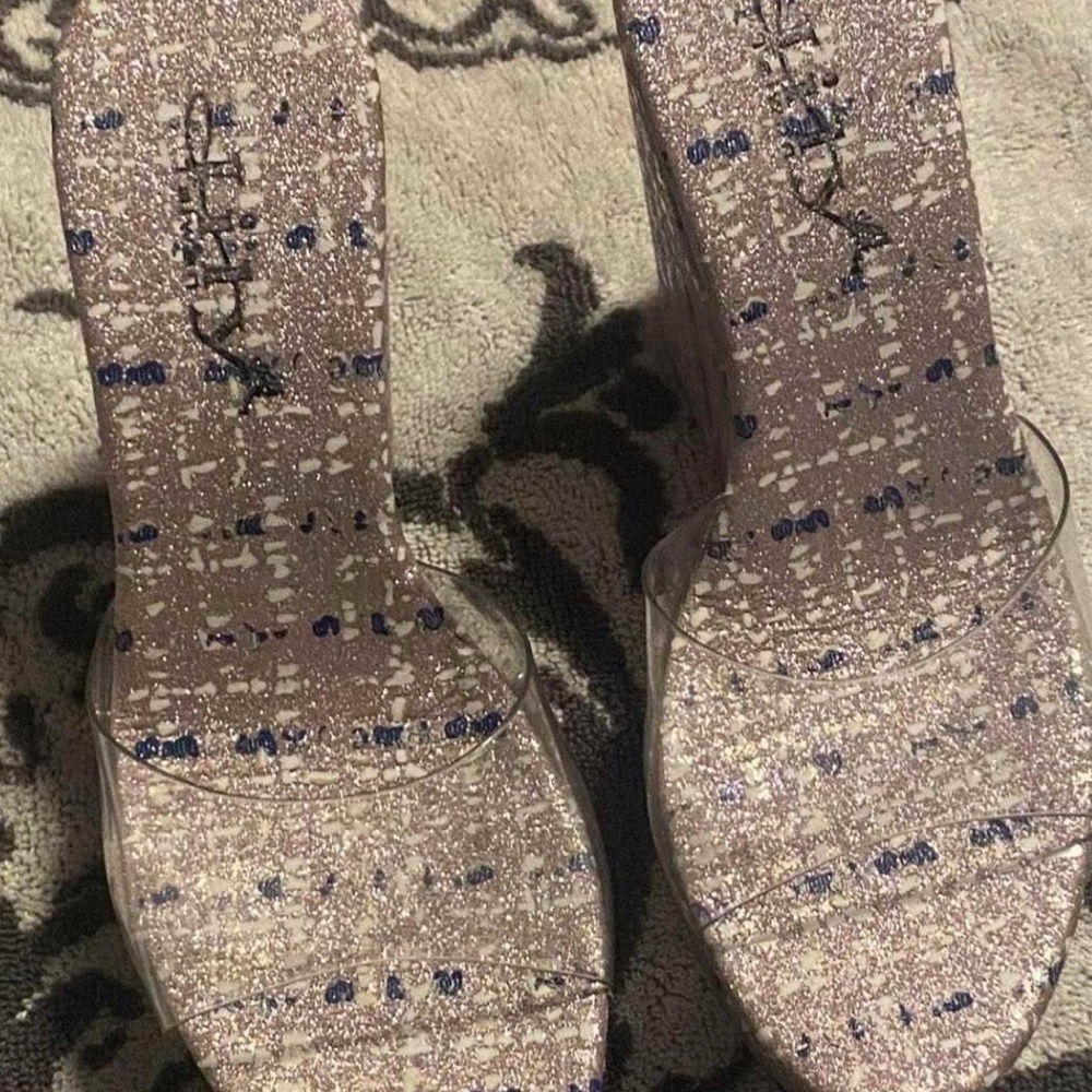 NWOT Clear Glitter Women's Shoes